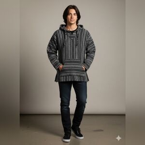 Mexican Textiles "Baja" "Jerga" Pullover One Size Blanket Hoodie
